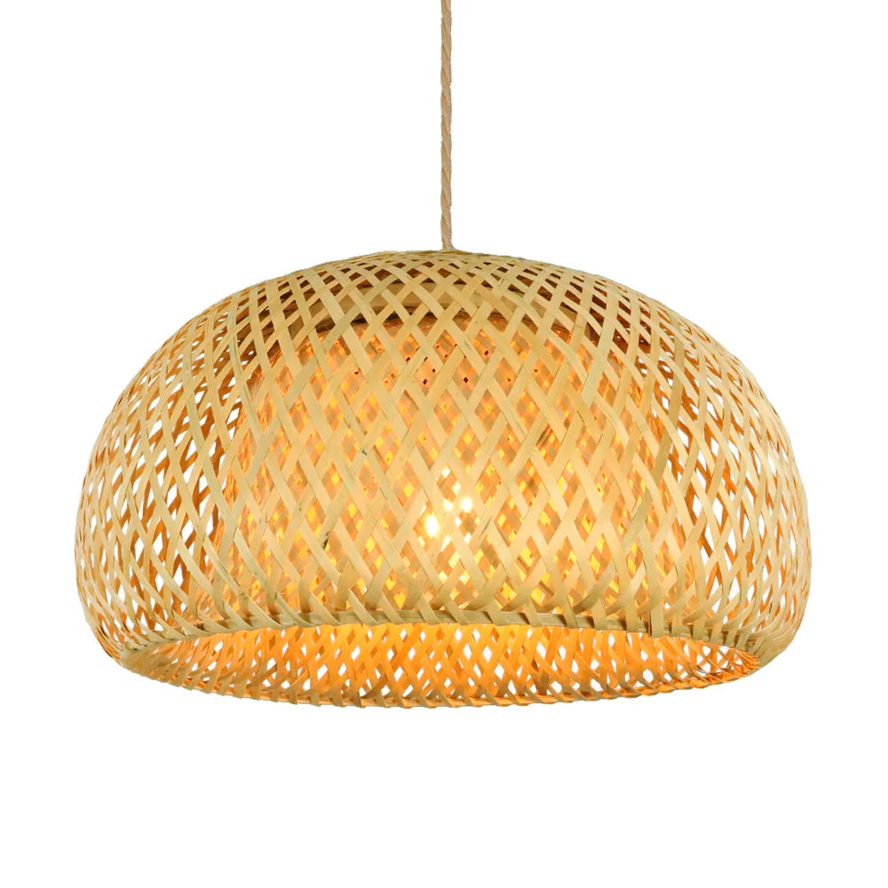 Bamboo Hanging Lamp – 30cm Handwoven LED Pendant Light