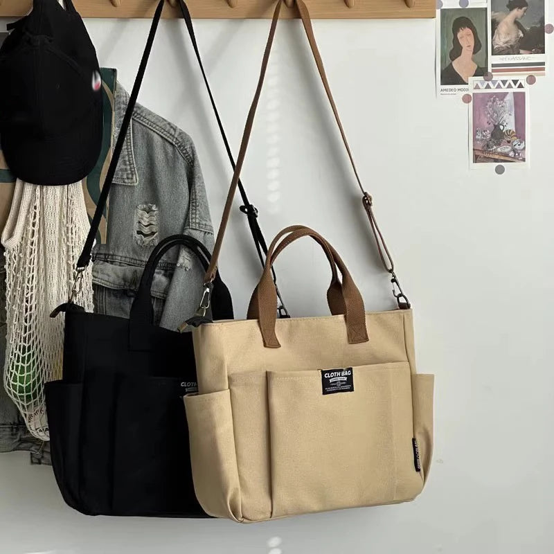 Large Capacity Canvas Shoulder & Crossbody Bag – Minimalist Urban Style