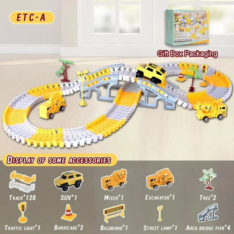 Kids Electric Track Car Toy Set – Engineering Puzzle Race Track for Creative Fun