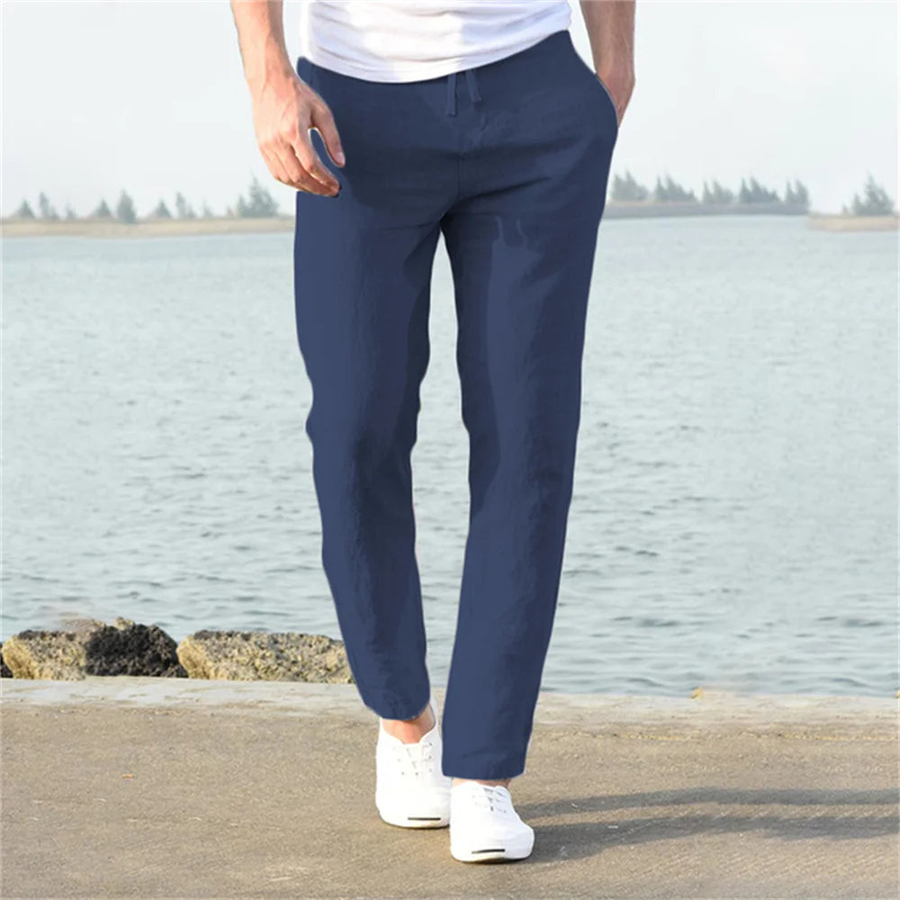 Men’s Linen Cotton Pants – Casual Breathable Solid Color (S-3XL)