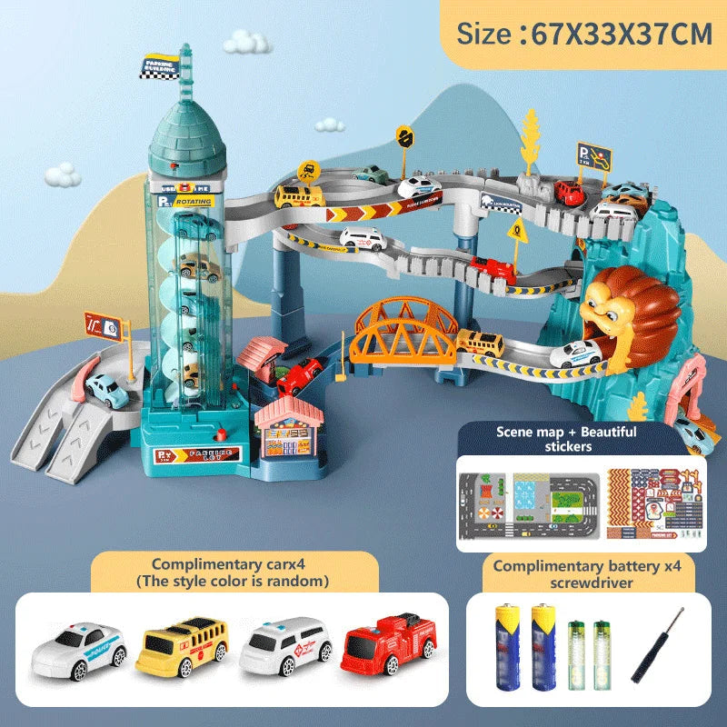 Lion Theme Car Track for Kids – Diecast Racing Fun