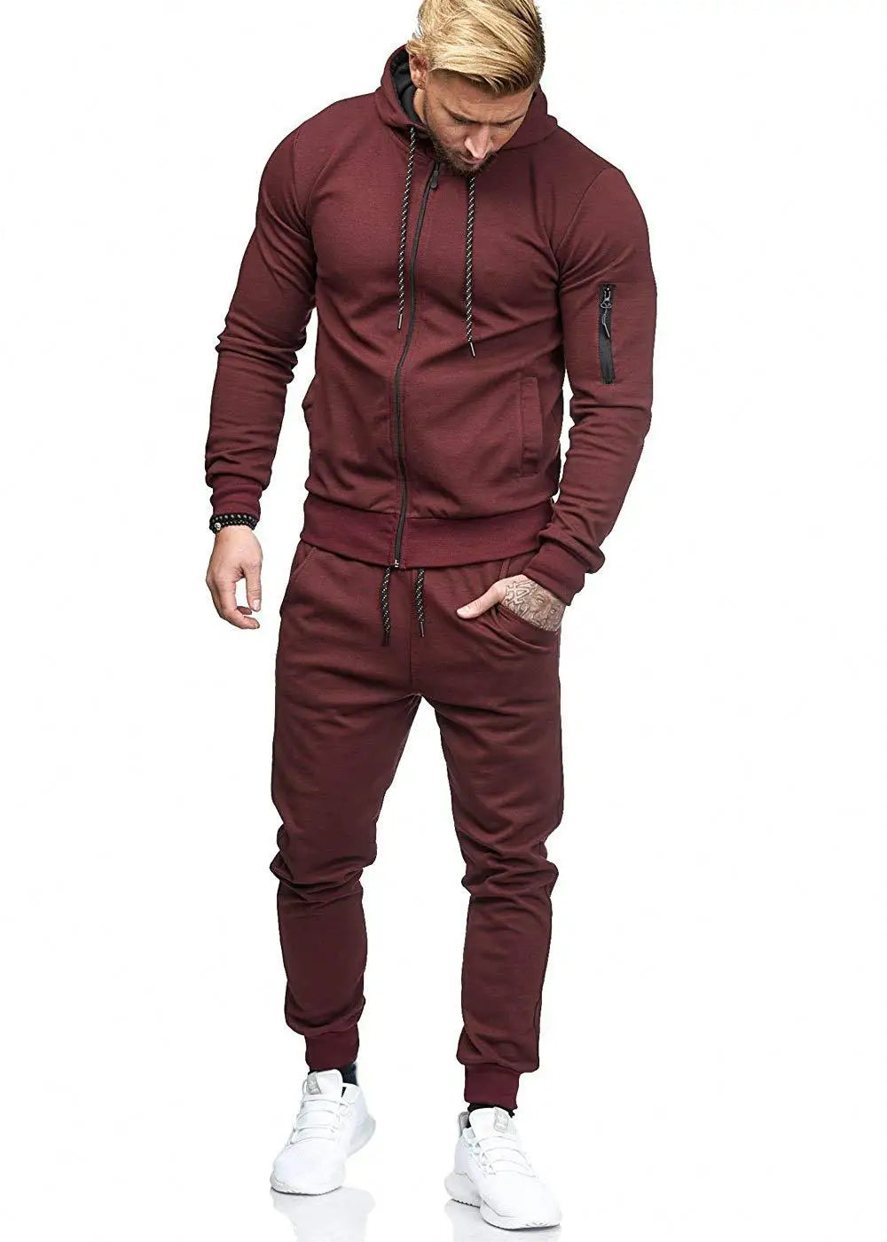 Men’s Autumn & Winter Tracksuit – Zip Detail Fitness & Casual Set