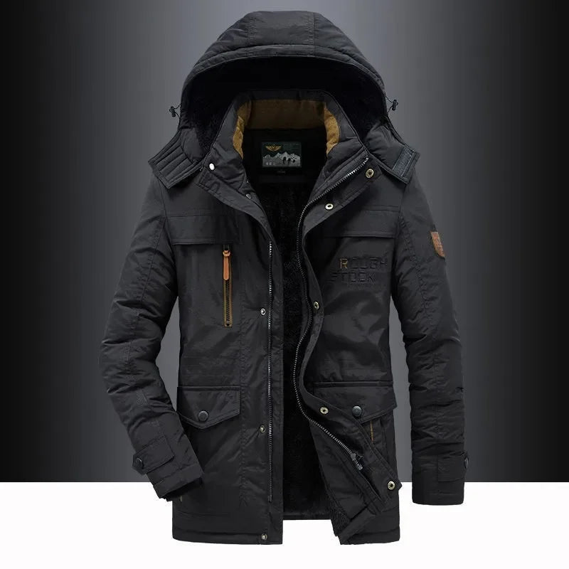 Men’s Winter Parka with Hood – Long Casual Wool Jacket