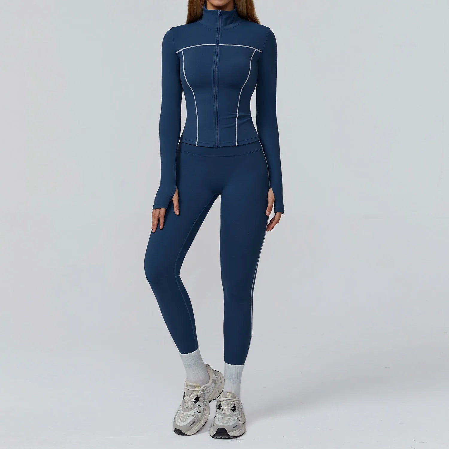 2/3-Piece Women's Yoga & Fitness Set – Gym Leggings & Long Sleeve Sports Bra