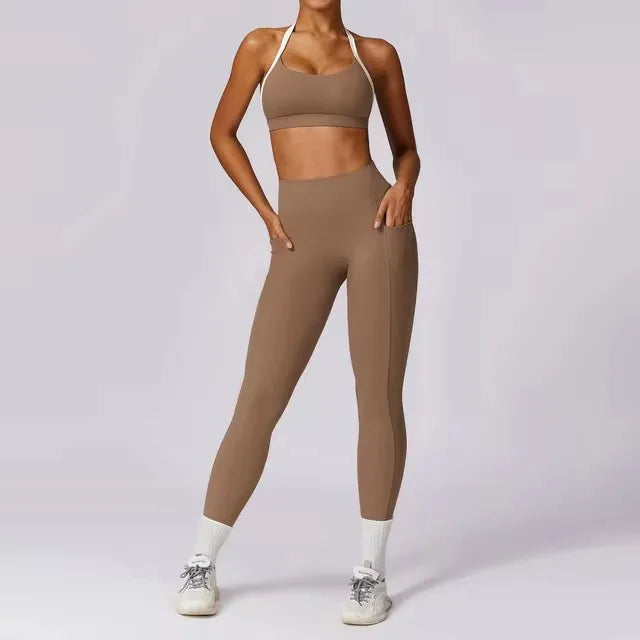 High-Impact Yoga Set – Long Sleeve Top & Leggings for Women