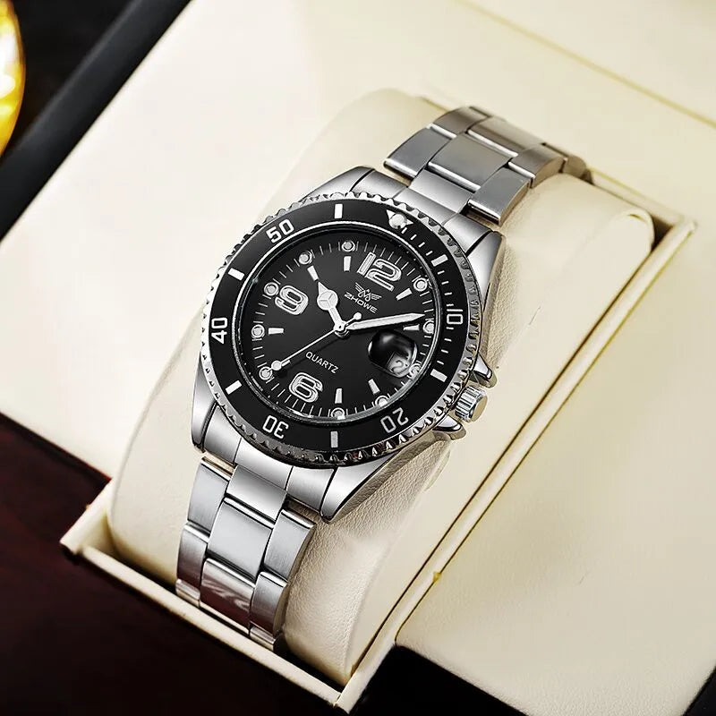 TVK Luxury Men’s Quartz Wristwatch – Stainless Steel Gold & Silver Fashion Watch