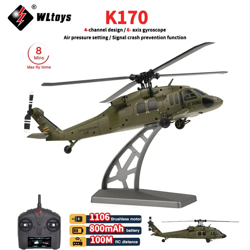 WLtoys K170 RC Helicopter – 2.4G 6-Axis Gyroscope Remote Control Toy
