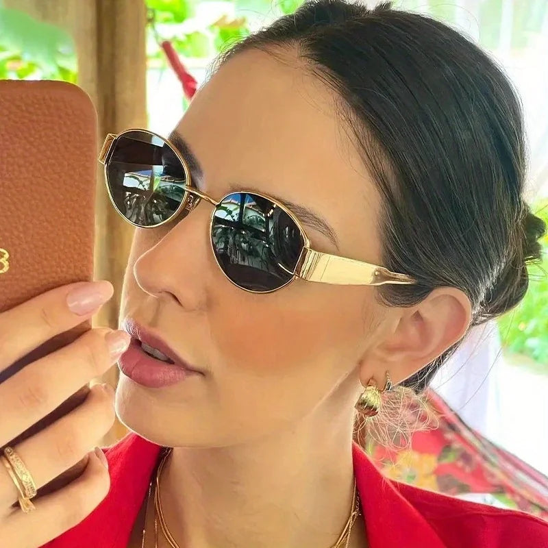 Women’s Oval Fashion Sunglasses – Anti-Reflective Lenses