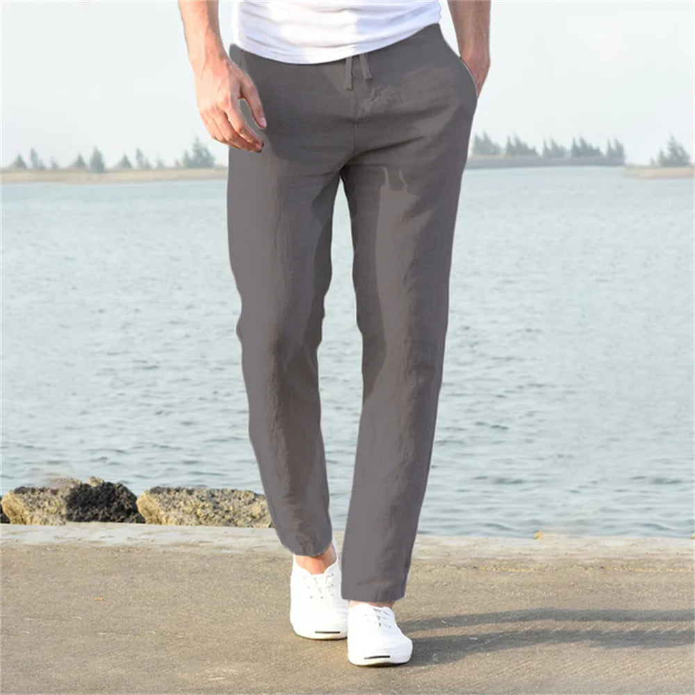 Men’s Linen Cotton Pants – Casual Breathable Solid Color (S-3XL)