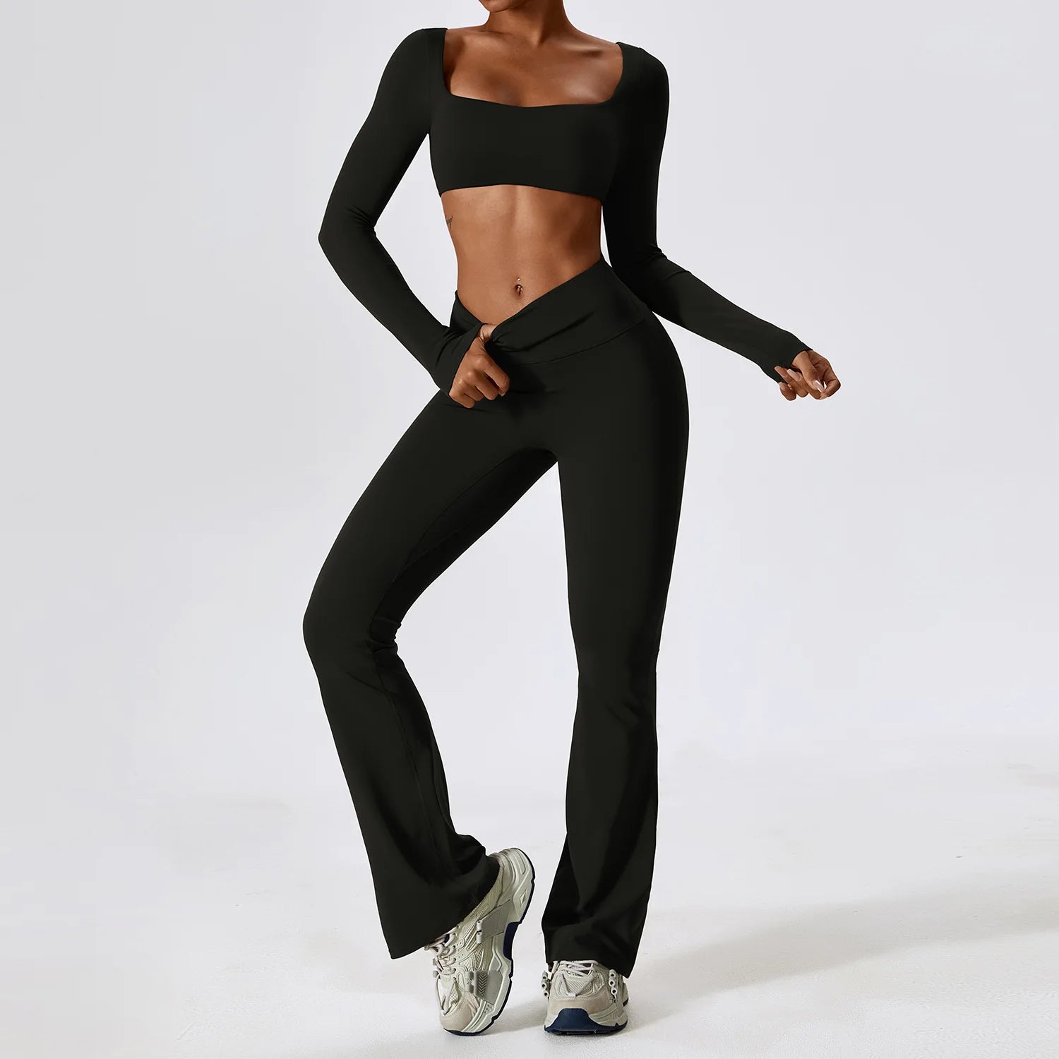 2-Piece Women's Seamless Yoga & Fitness Set – Gym Leggings & Sports Bra