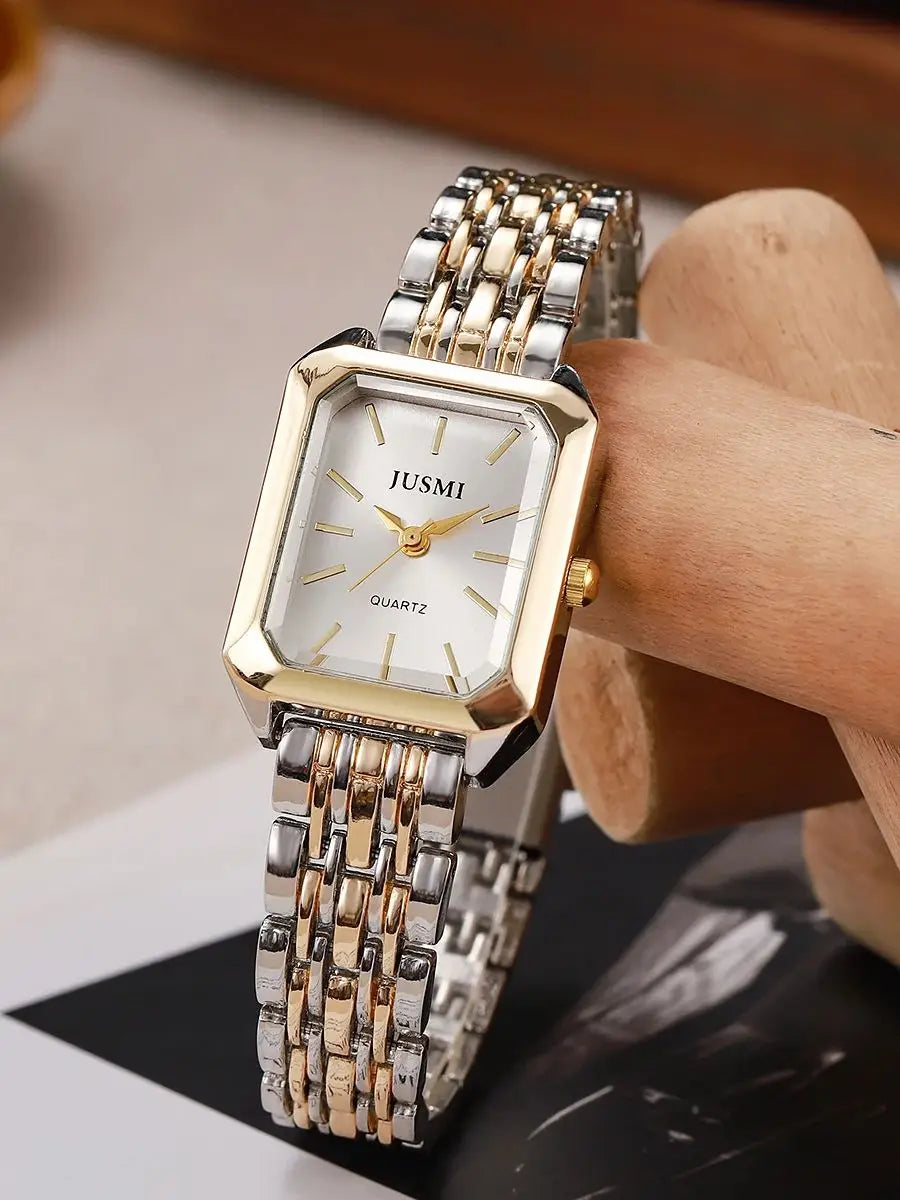 Fashion Square Dial Quartz Watch – Alloy Strap, Minimalist Design