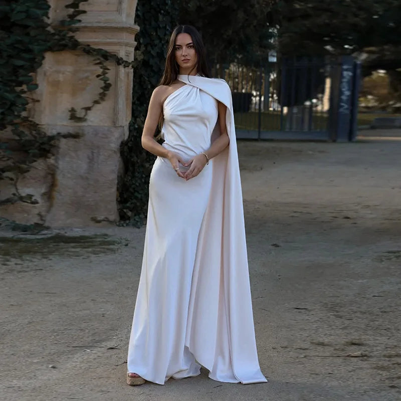 HTTEM Elegant Satin Strapless Maxi Dress