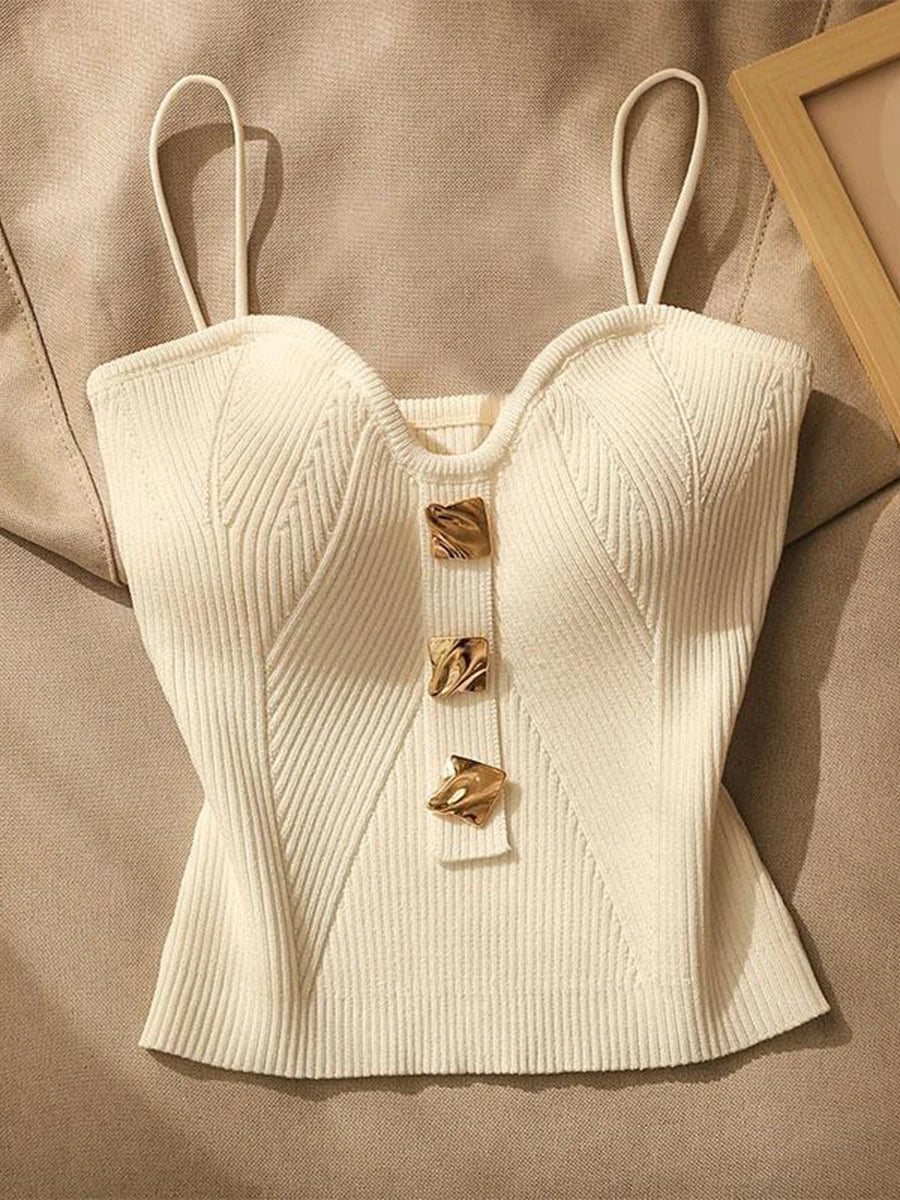 Summer Halter Knit Tank Top – Luxury Small Perfume Style, Women’s Outerwear