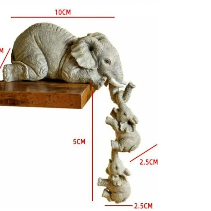 3-Piece Elephant Hug Resin Figurine Set