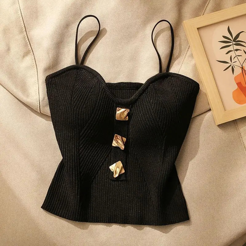 Summer Halter Knit Tank Top – Luxury Small Perfume Style, Women’s Outerwear