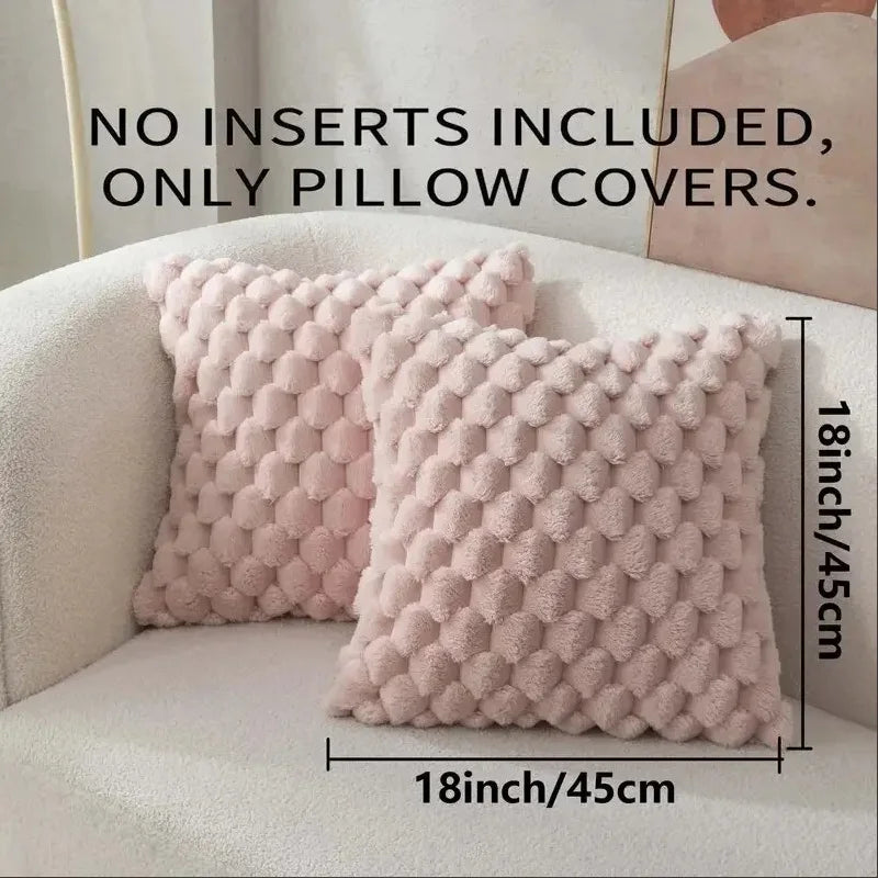 Soft Plush 3D Pillow Cover – Turtle & Pineapple Grid, Cream White 45x45cm