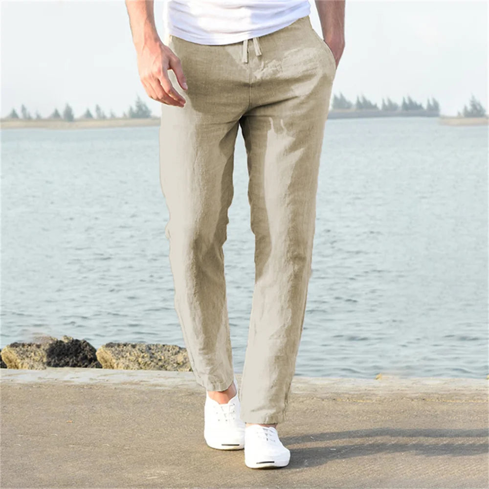 Men’s Linen Cotton Pants – Casual Breathable Solid Color (S-3XL)