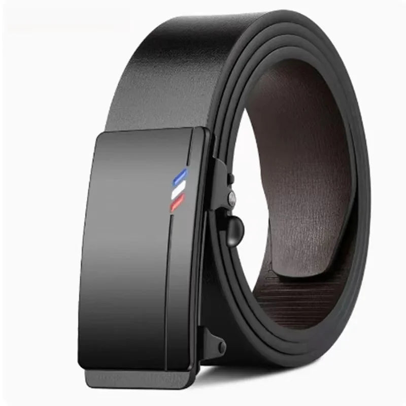 Luxury Genuine Leather Men’s Belt – Automatic Metal Buckle, High-Quality Fashion Accessory