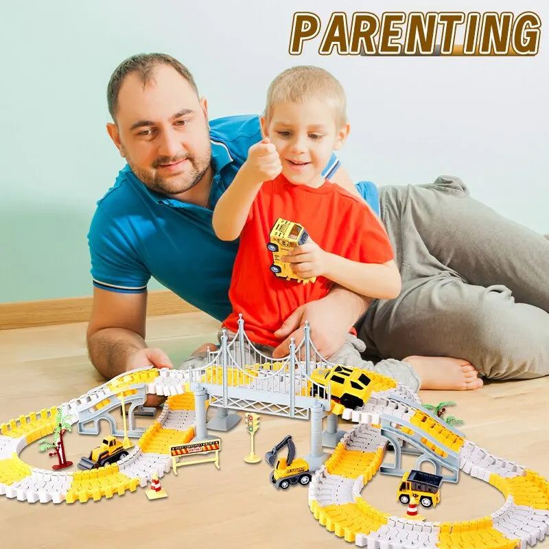 Kids Electric Track Car Toy Set – Engineering Puzzle Race Track for Creative Fun
