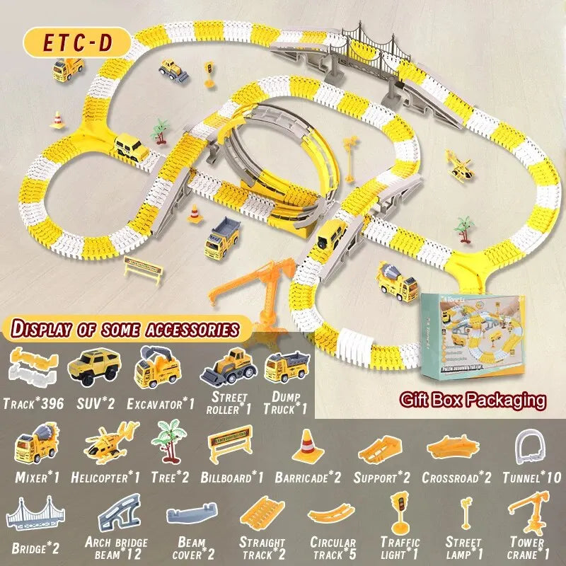 Kids Electric Track Car Toy Set – Engineering Puzzle Race Track for Creative Fun