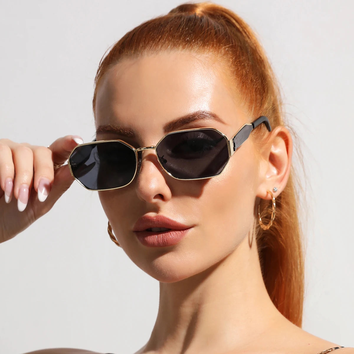 Vintage Rectangular Metal Sunglasses – Unisex, Fashion Designer Style