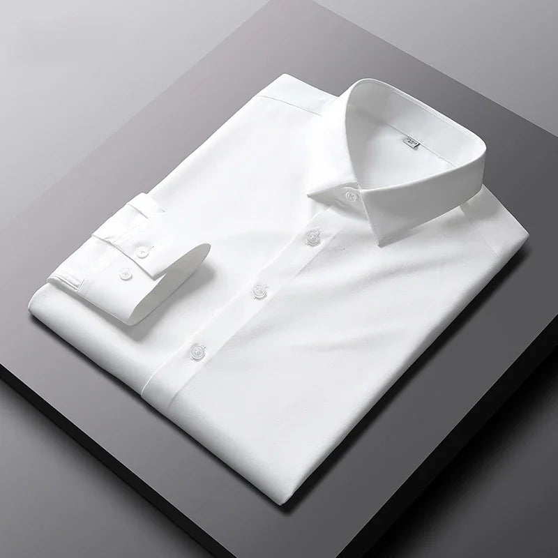 Men's Solid Color Long Sleeve Casual Shirt – Wrinkle-Resistant, Non-Iron