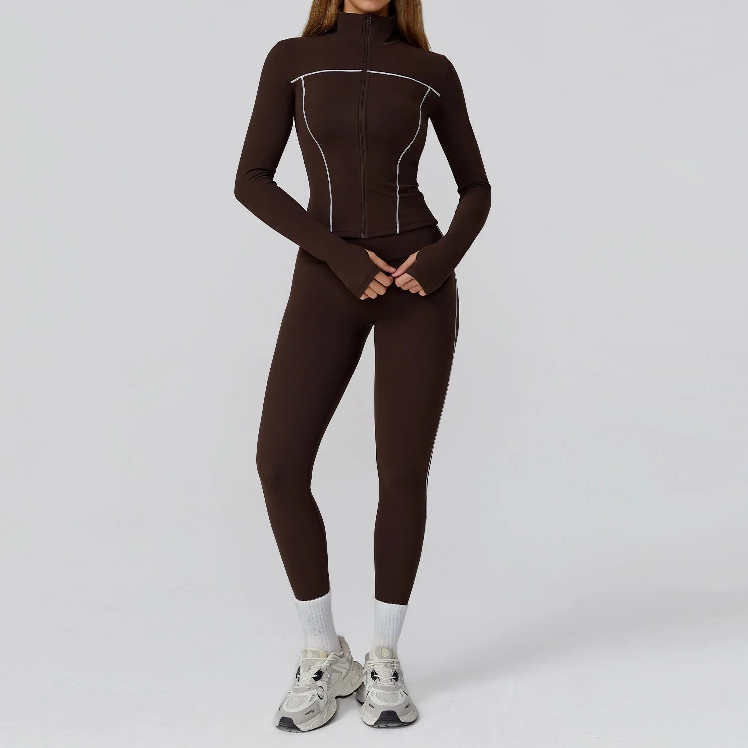 2/3-Piece Women's Yoga & Fitness Set – Gym Leggings & Long Sleeve Sports Bra