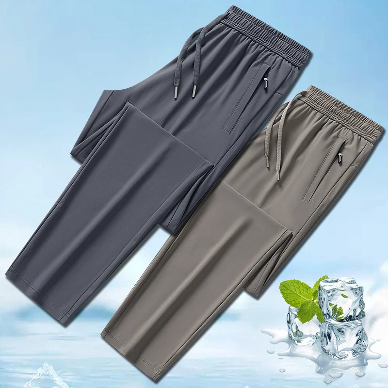 Men’s Ice Silk Pants – Business Casual, Breathable, Summer 2024