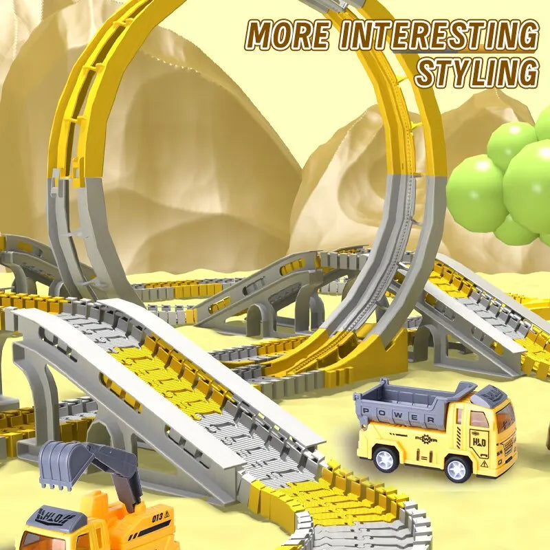Kids Electric Track Car Toy Set – Engineering Puzzle Race Track for Creative Fun