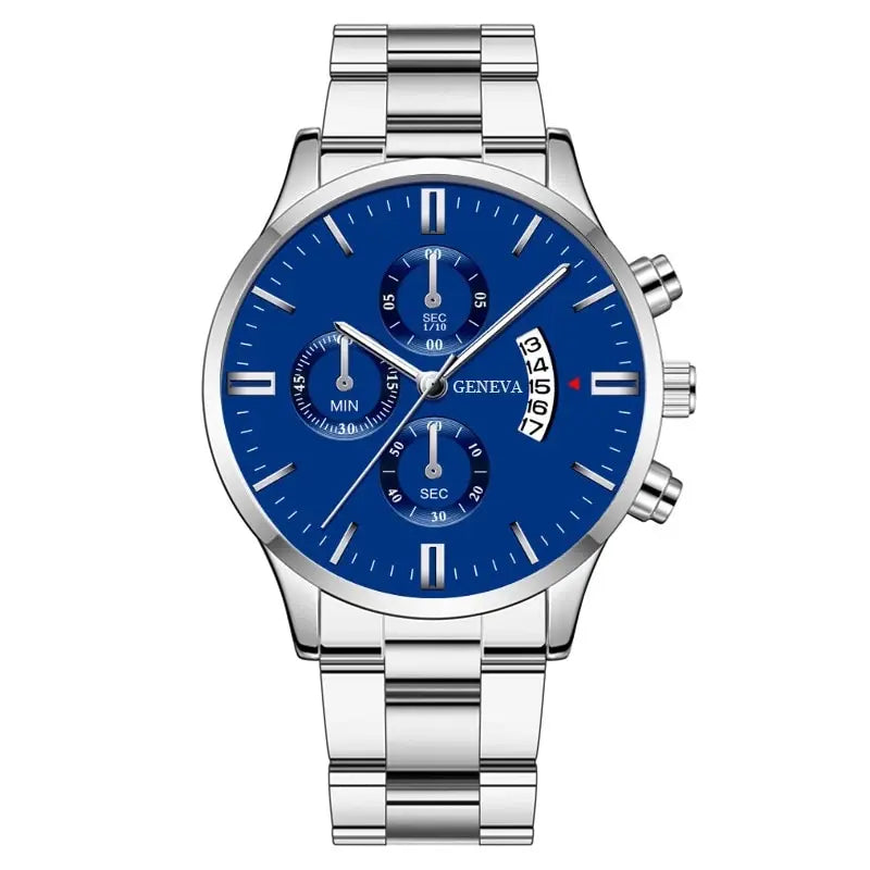 DEYROS Luxury Silver Quartz Men’s Watch – Stainless Steel Business Style