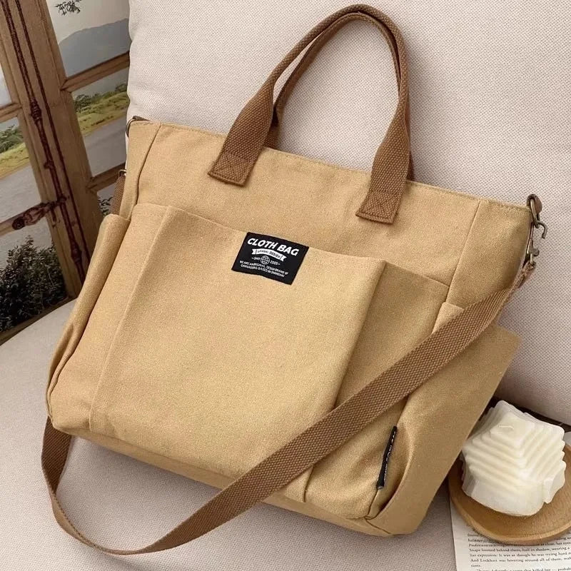 Large Capacity Canvas Shoulder & Crossbody Bag – Minimalist Urban Style