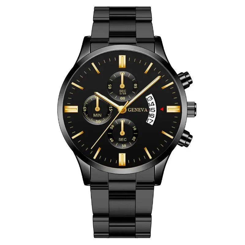 DEYROS Luxury Silver Quartz Men’s Watch – Stainless Steel Business Style