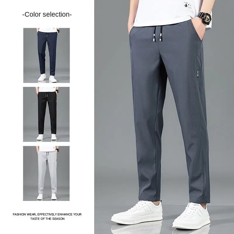 Men’s Ice Silk Pants – Summer Breathable Casual Straight Fit