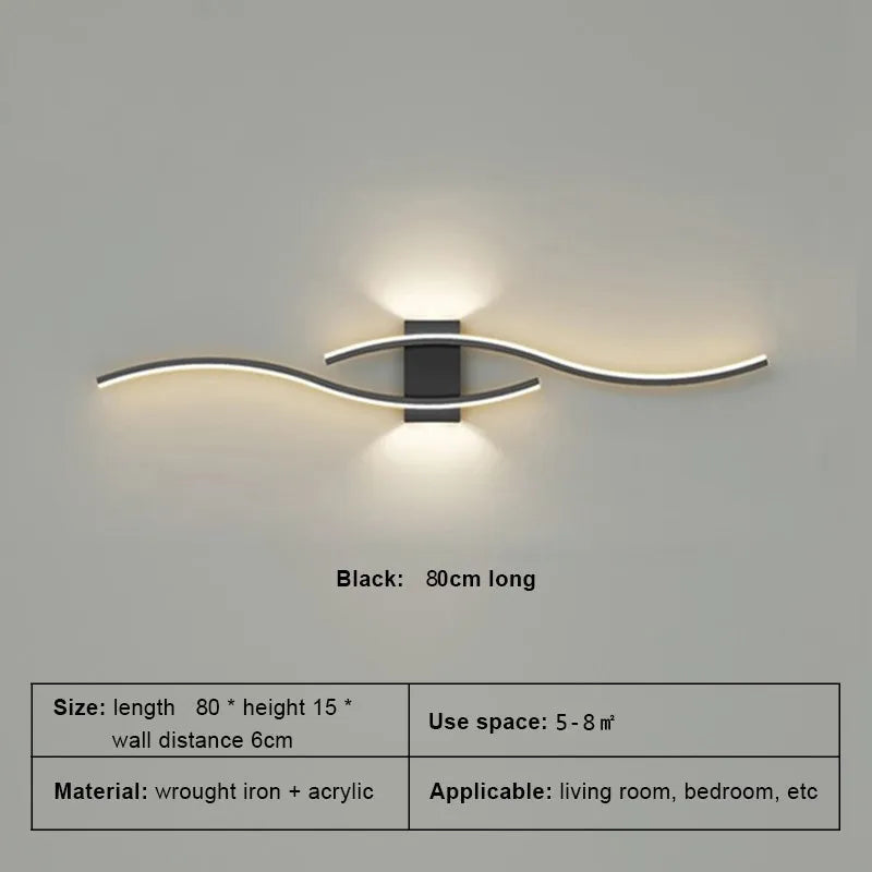 Modern LED Wall Lamp – Minimalist Strip Design for Bedroom, Living Room & TV Background