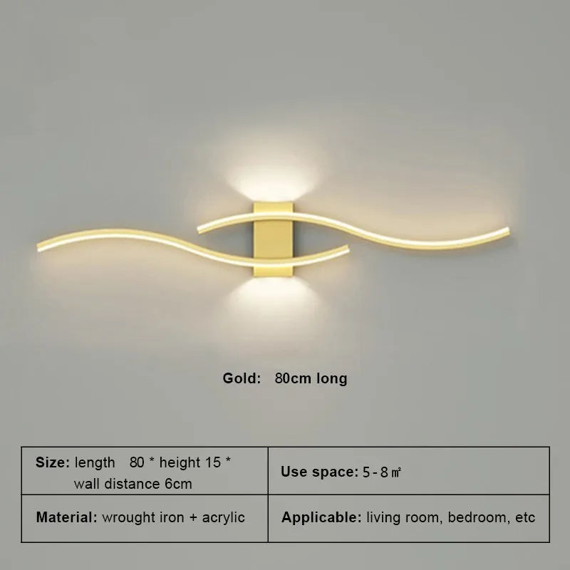 Modern LED Wall Lamp – Minimalist Strip Design for Bedroom, Living Room & TV Background