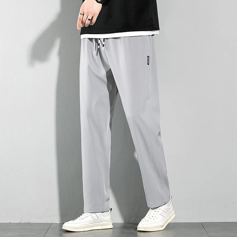 Men’s Ice Silk Pants – Summer Breathable Casual Straight Fit