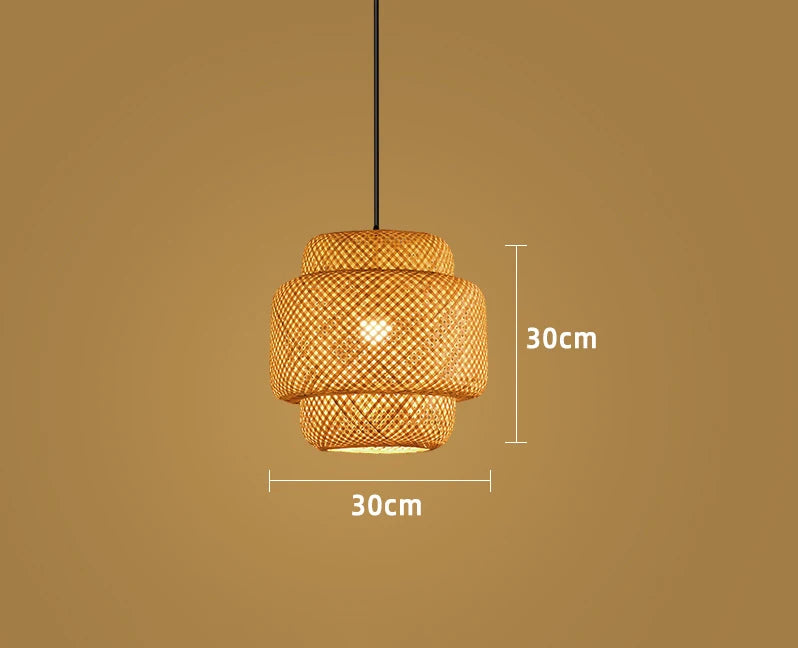Bamboo Hanging Lamp – 30cm Handwoven LED Pendant Light
