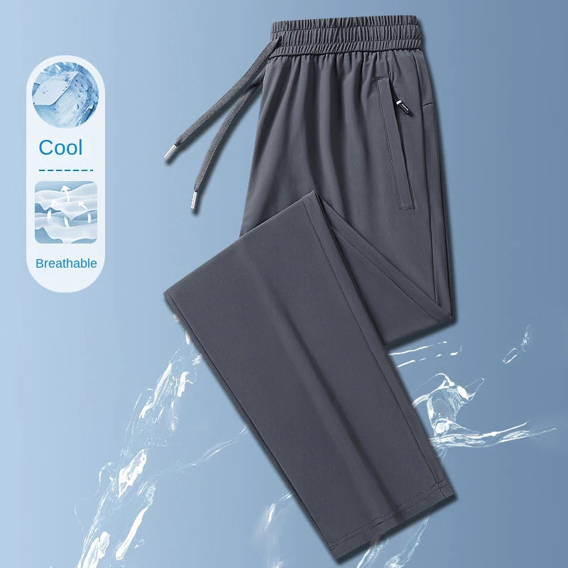 Men’s Ice Silk Pants – Business Casual, Breathable, Summer 2024