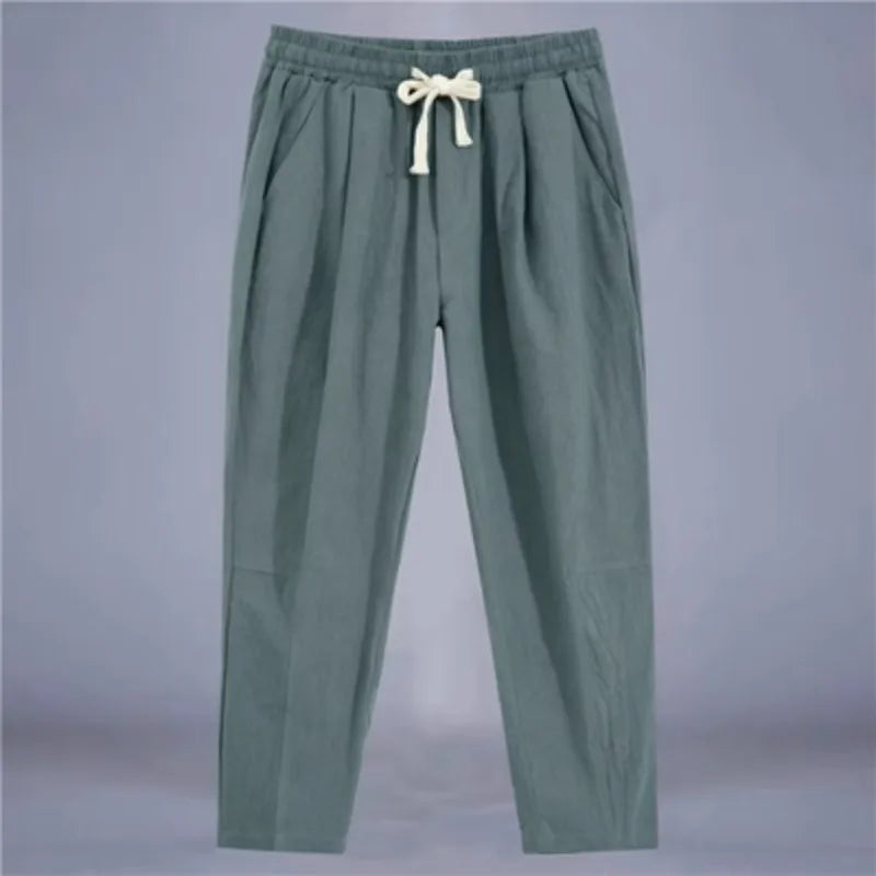 Men’s Linen Cotton Casual Pants – Loose Fit, Solid Color, Breathable