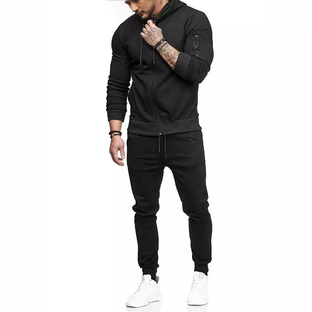 Men’s Autumn & Winter Tracksuit – Zip Detail Fitness & Casual Set