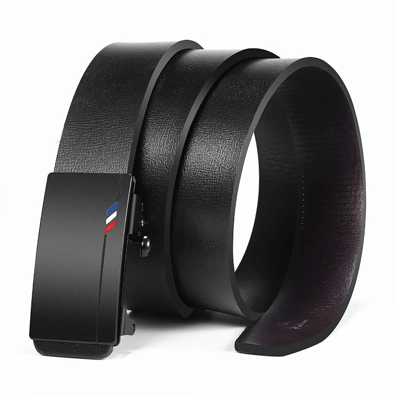 Luxury Genuine Leather Men’s Belt – Automatic Metal Buckle, High-Quality Fashion Accessory