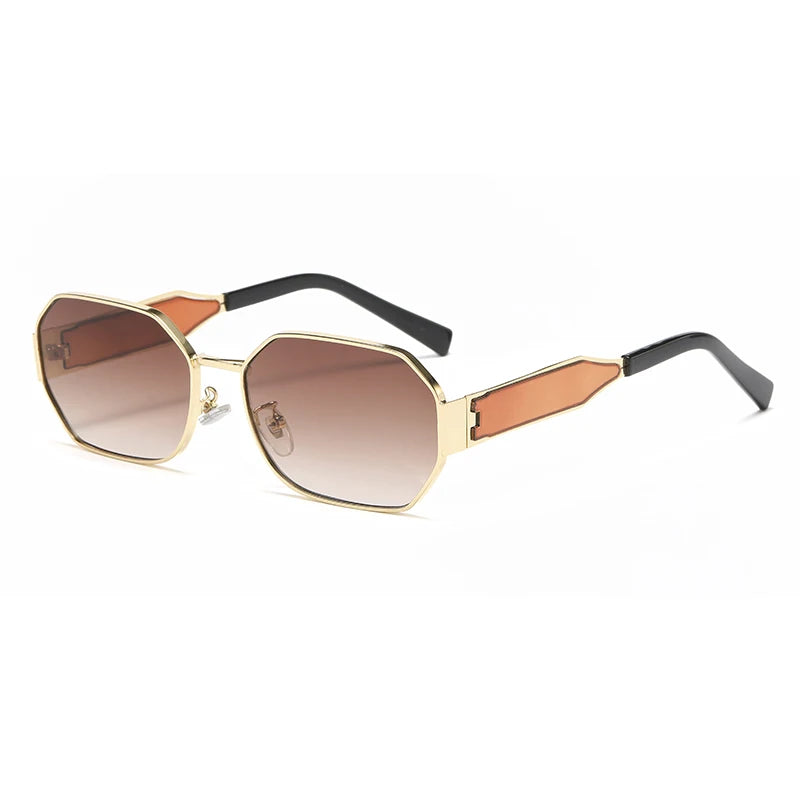Vintage Rectangular Metal Sunglasses – Unisex, Fashion Designer Style