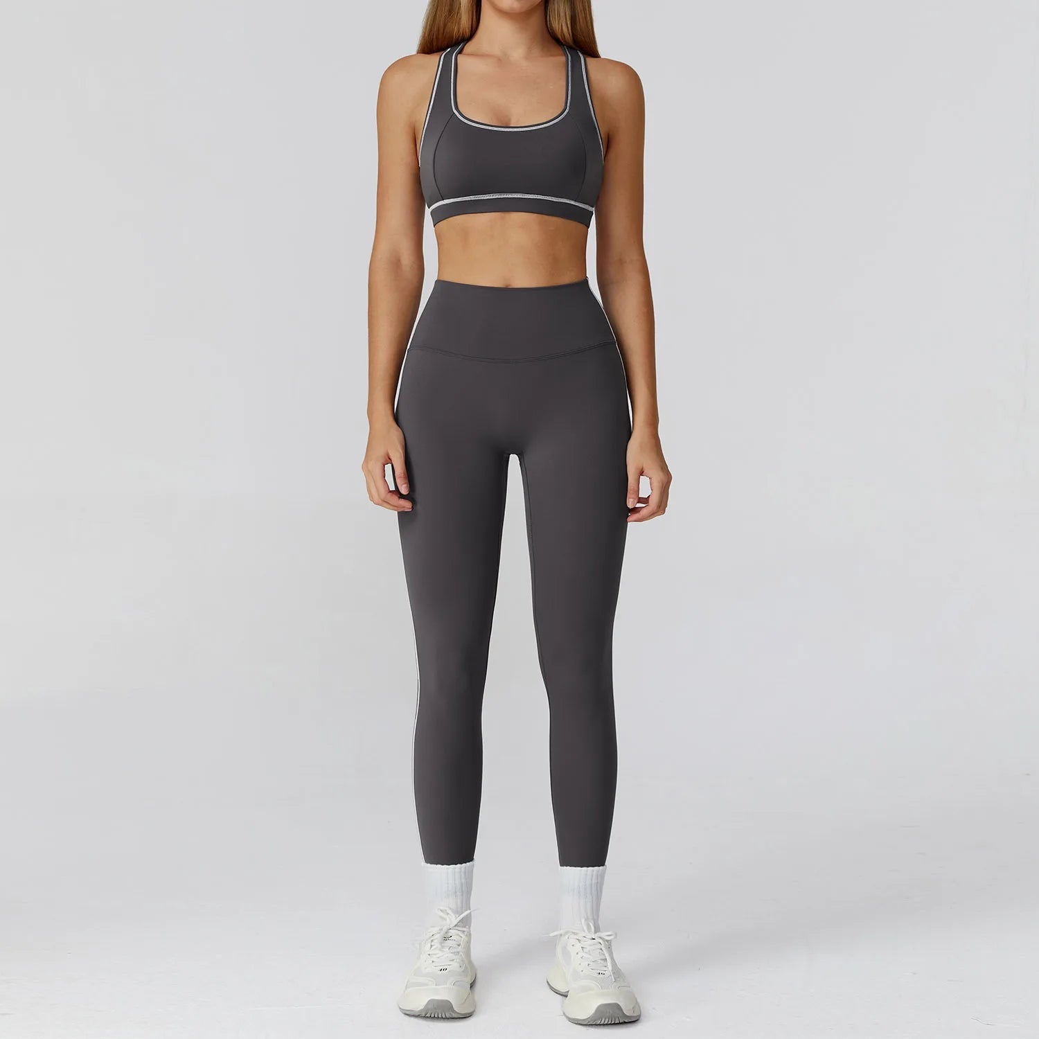 2/3-Piece Women's Yoga & Fitness Set – Gym Leggings & Long Sleeve Sports Bra