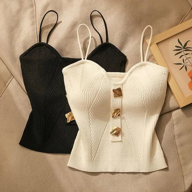 Summer Halter Knit Tank Top – Luxury Small Perfume Style, Women’s Outerwear