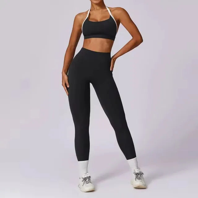 High-Impact Yoga Set – Long Sleeve Top & Leggings for Women