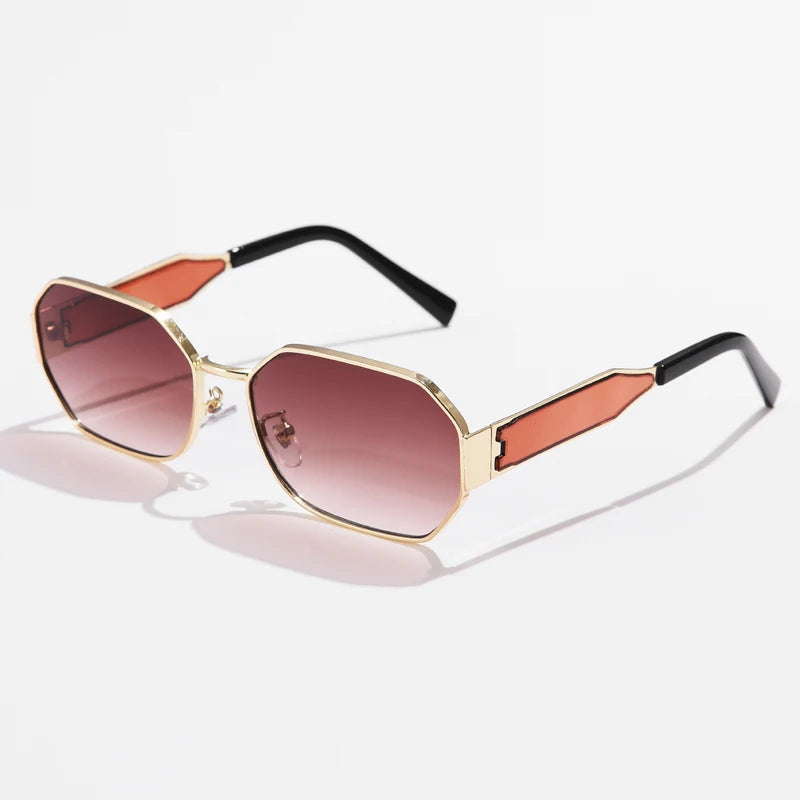 Vintage Rectangular Metal Sunglasses – Unisex, Fashion Designer Style