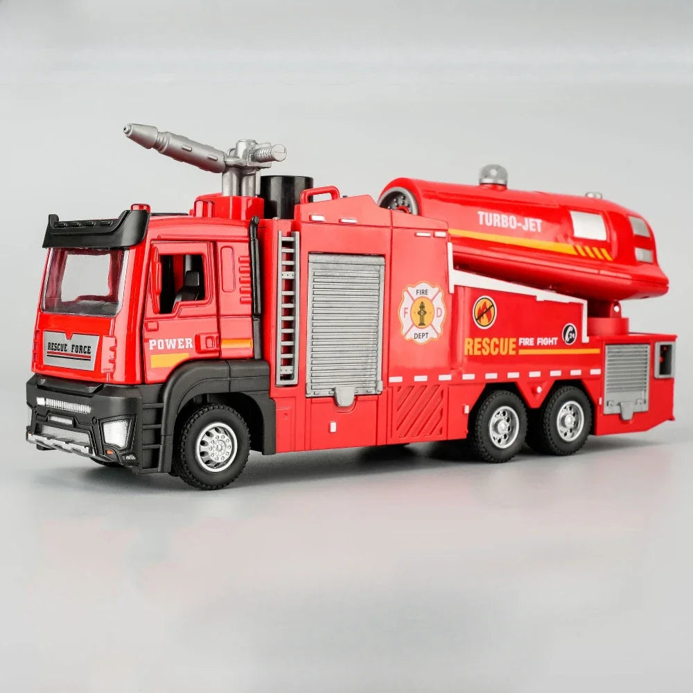 Scale Water Spray Fire Truck – Realistic Ladder Truck Toy Car