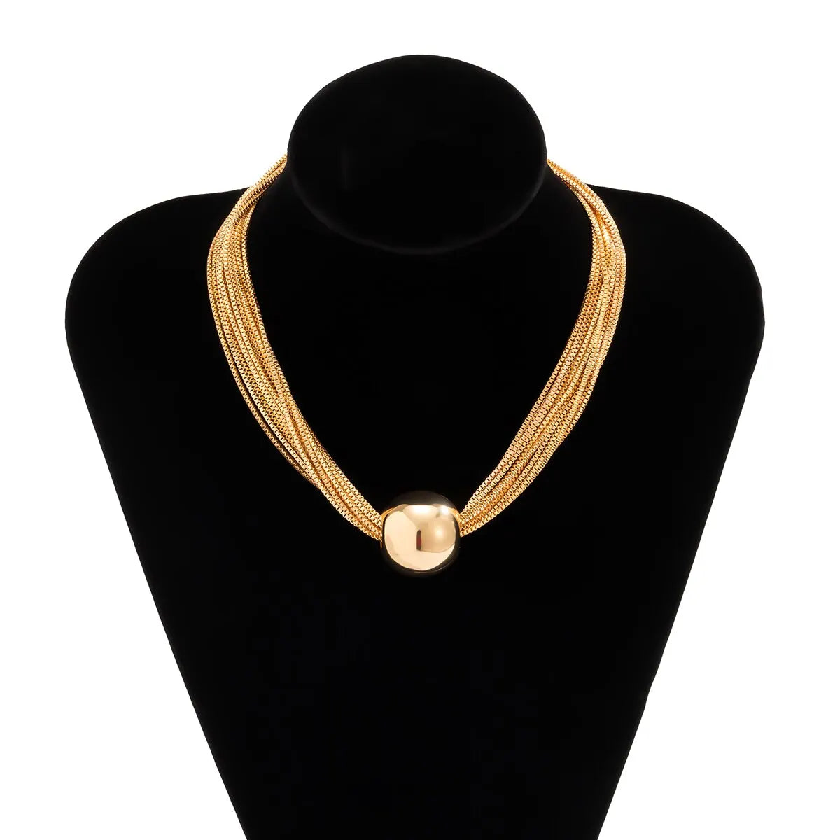 Exaggerated Twisted Chain Necklace – Punk Ball Pendant, Grunge Steampunk Jewelry