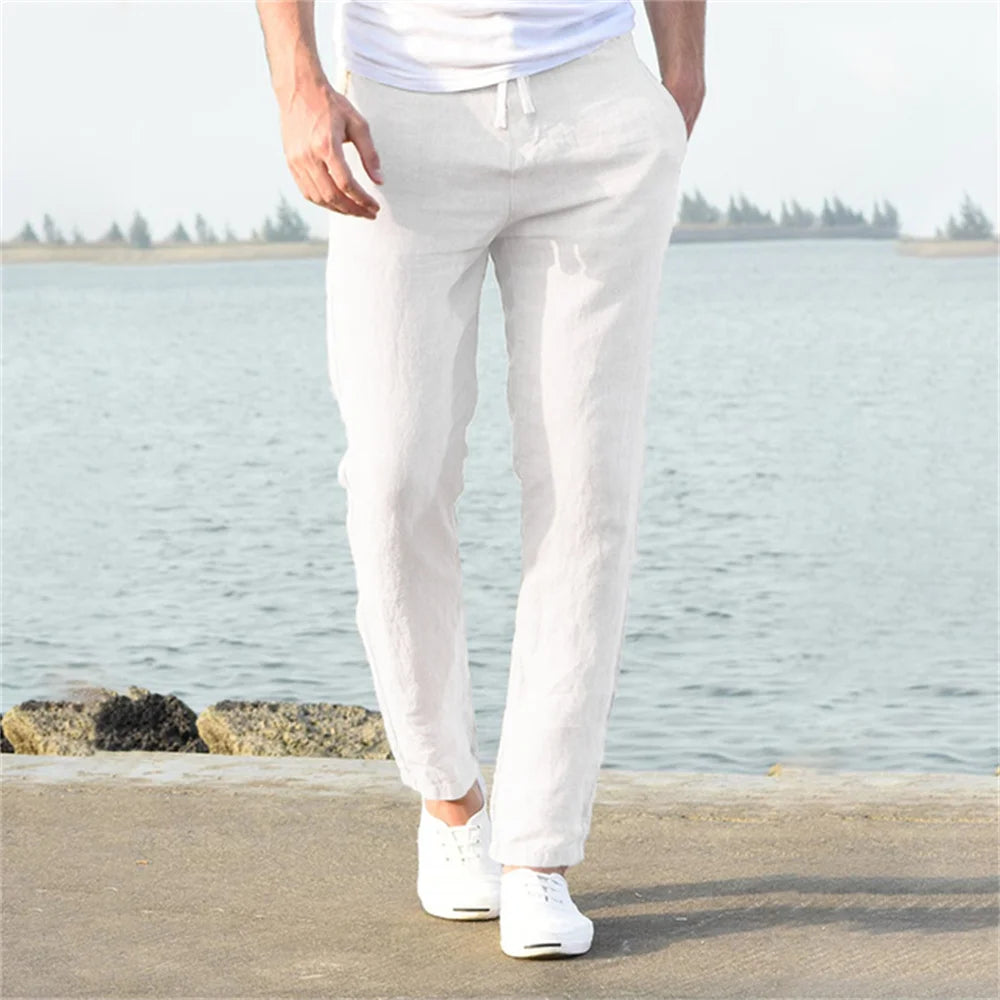 Men’s Linen Cotton Pants – Casual Breathable Solid Color (S-3XL)