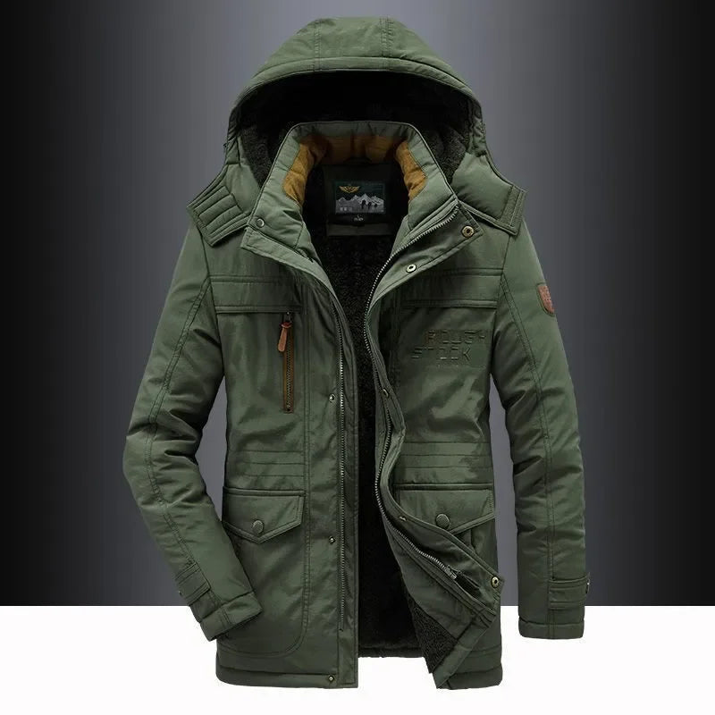 Men’s Winter Parka with Hood – Long Casual Wool Jacket